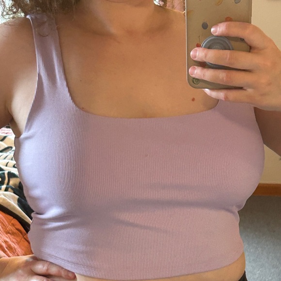 Express Purple Fitted Body Contour Crop Tank Top - Picture 3 of 3
